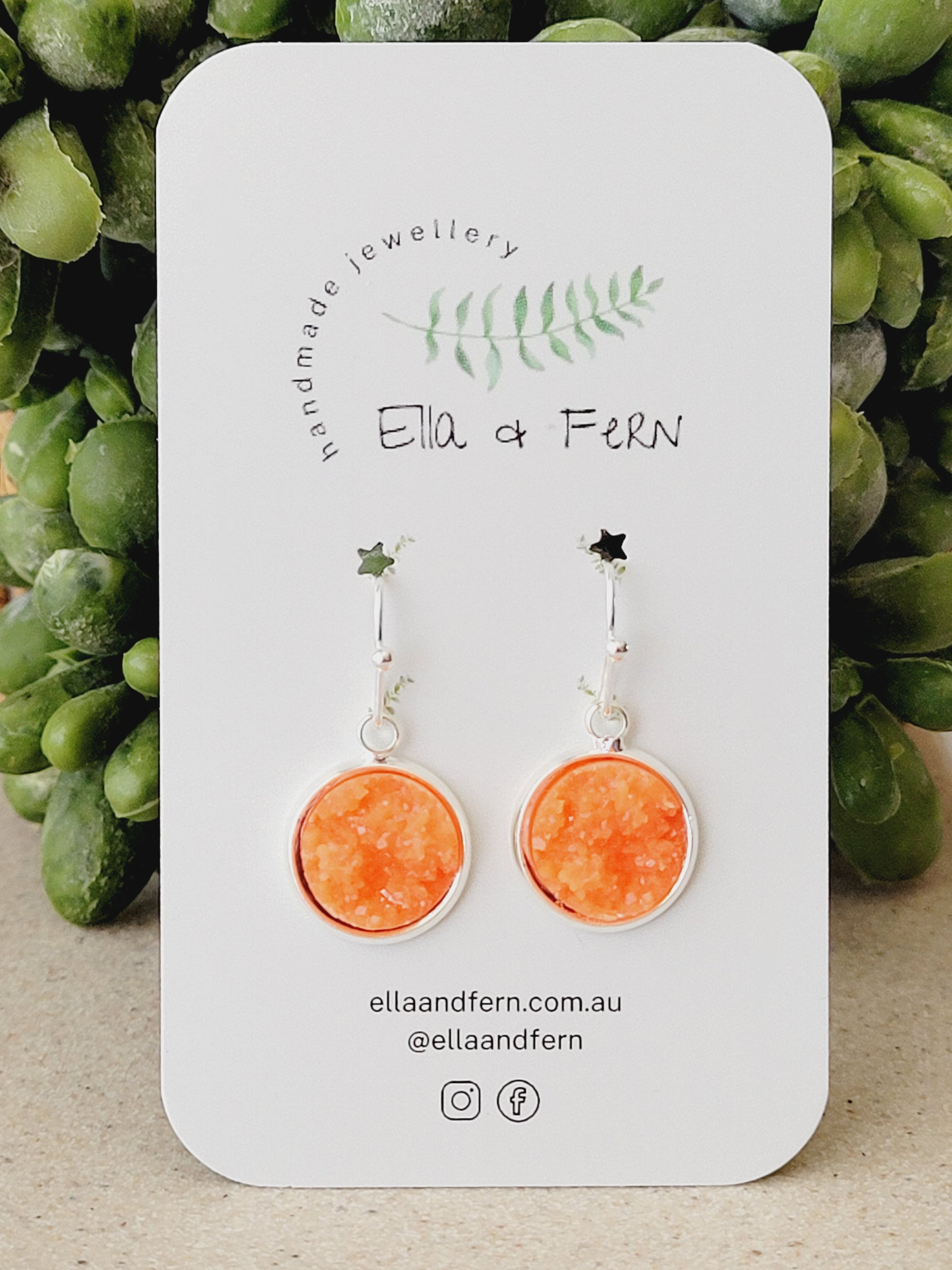 Sparkling Orange Faux Druzy Dangle Earrings | Ella & Fern
