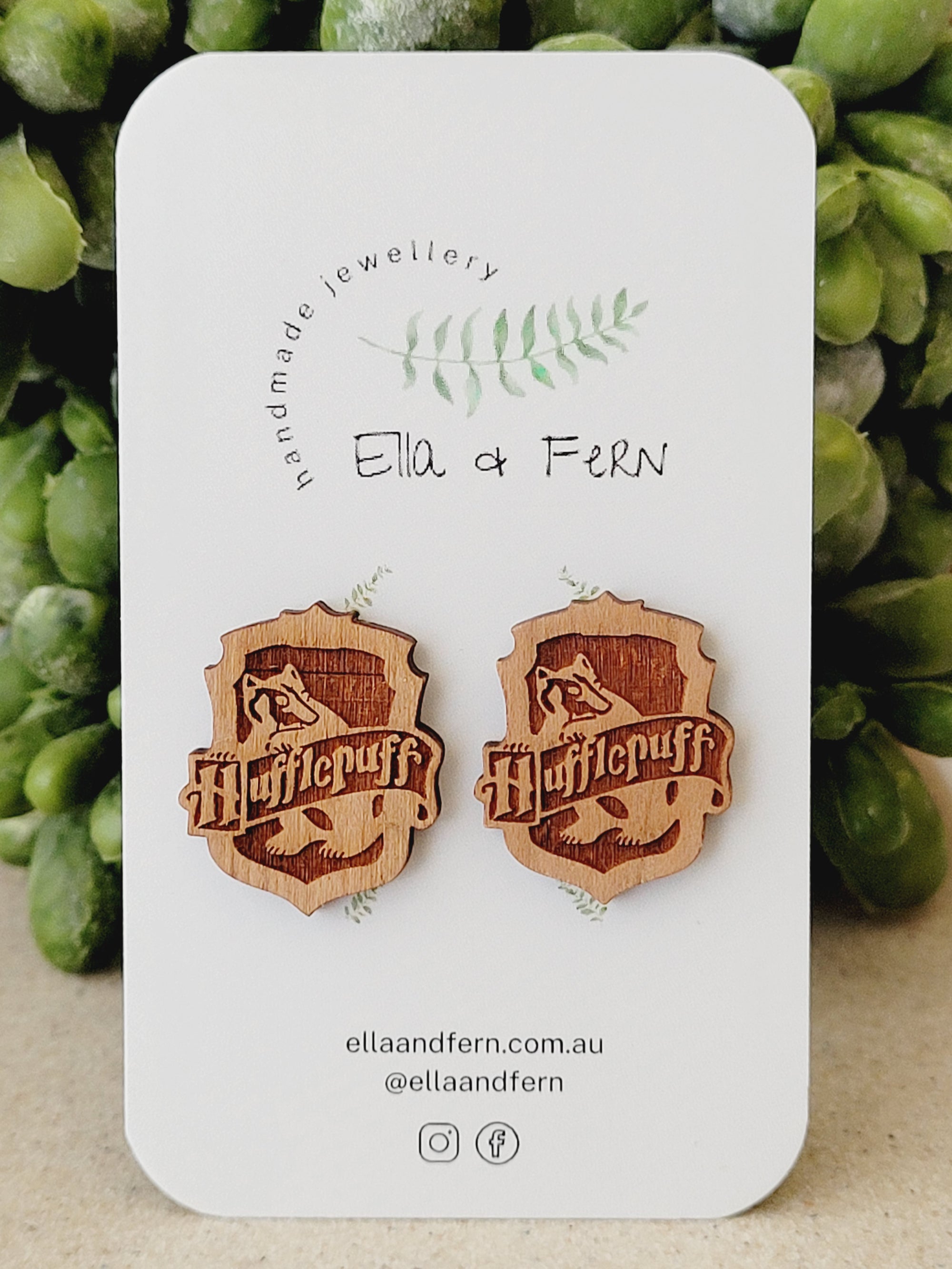 Hufflepuff House Wooden Stud Earrings | Ella & Fern