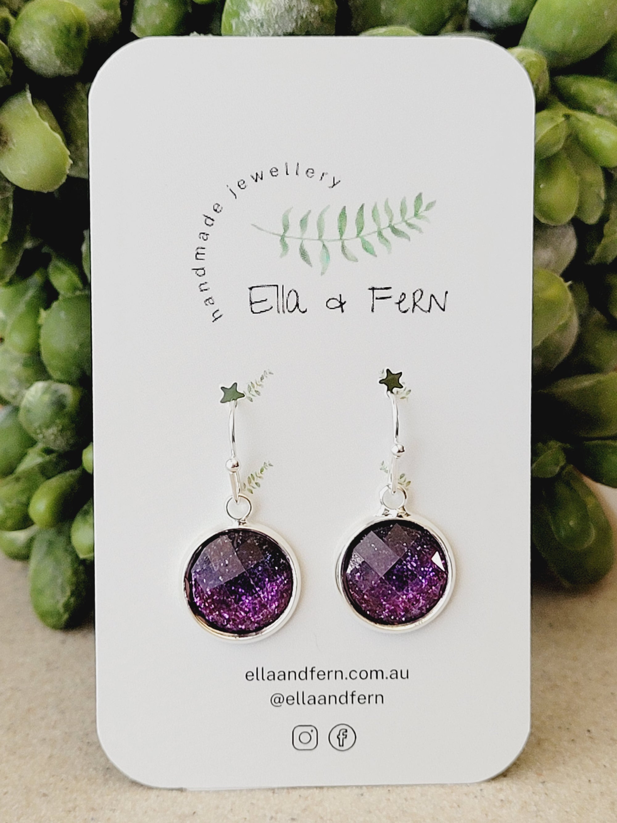 Purple Glitter Sunset Dangle Earrings | Ella & Fern