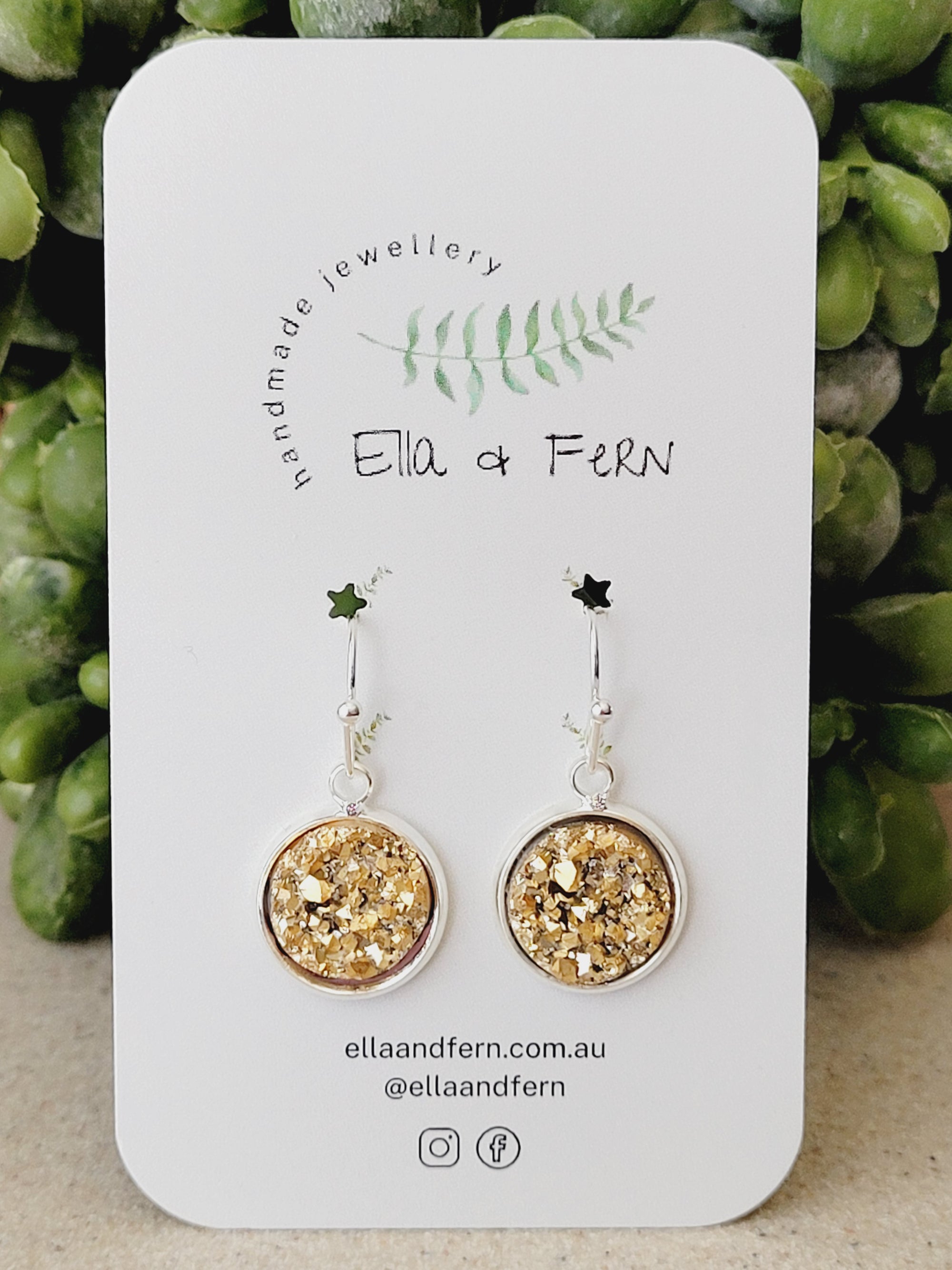 Sparkling Golden Druzy Dangle Earrings | Ella & Fern