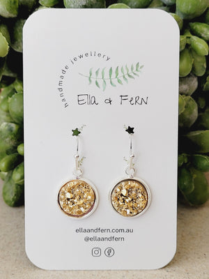 Sparkling Golden Druzy Dangle Earrings | Ella & Fern