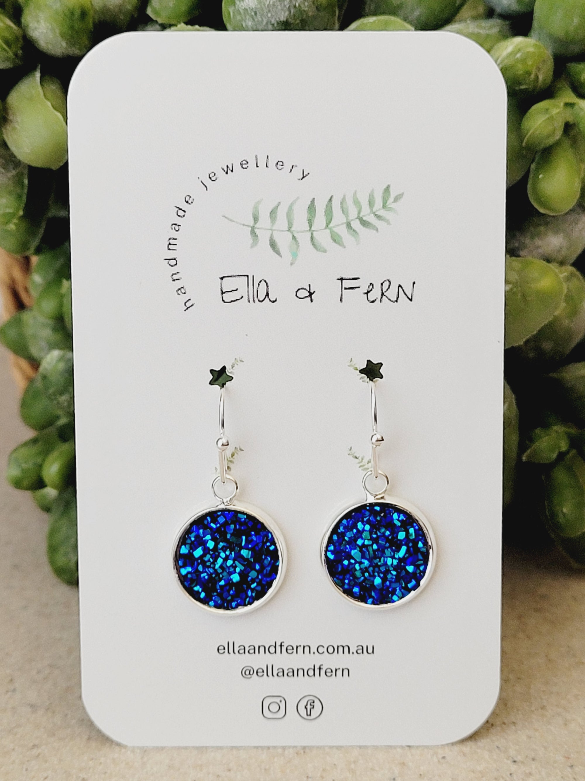Baby Ocean Blue Druzy Dangle Earrings | Ella & Fern