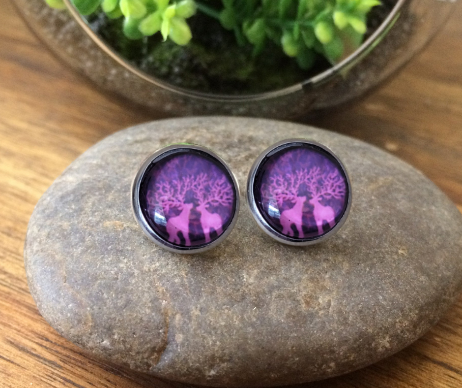 Purple Deer Pop Stud Earrings | Ella & Fern