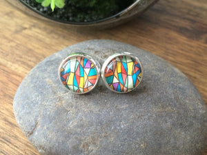 Mosaic Glass Pop Stud Earrings | Ella & Fern